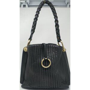 BCBG Max Azria Black Vertical Quilted Leather Tote Bag